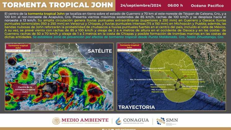  Continuarán las lluvias intensas por degradación de “John”  