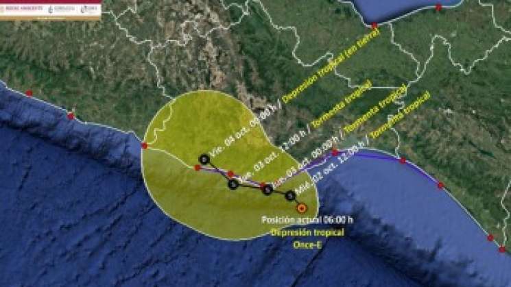 Se mantiene en vigilancia depresión tropical Once-E 