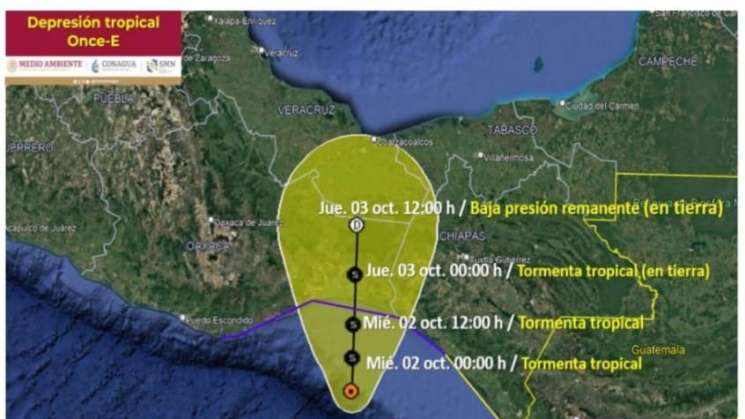 Depresión tropical 11-E mantiene en alerta a regiones de Oaxaca 