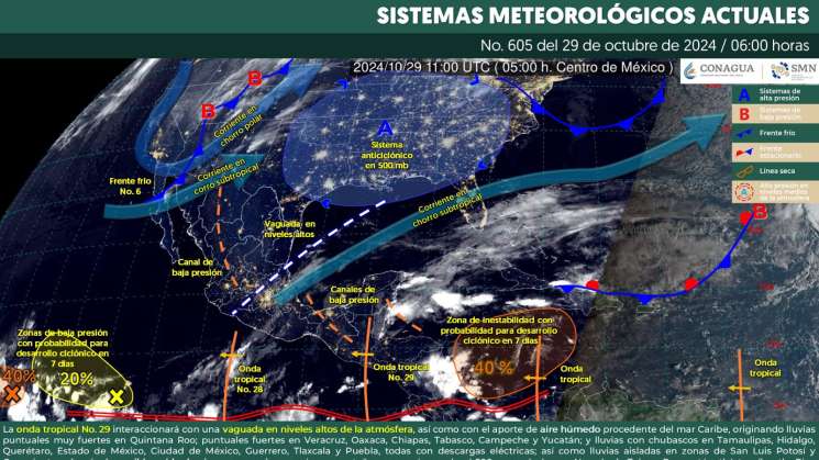 Onda tropical 29 ocasionará lluvias en territorio oaxaqueño