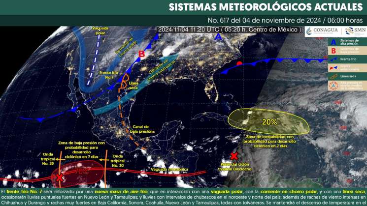 Se prevén lluvias en Sierra Sur, Cuenca del Papaloapan y Mixteca