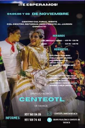 Convocan a participar en Grupo Folklórico Centeotl de Oaxaca 