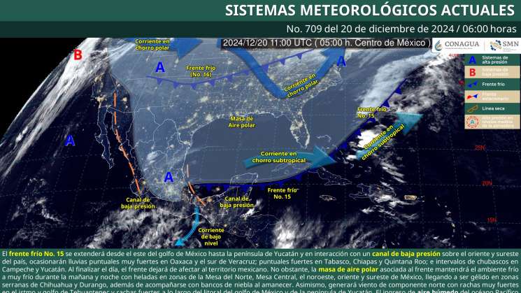 Llegada de Frente frío 15 causará lluvias y viento en Oaxaca 