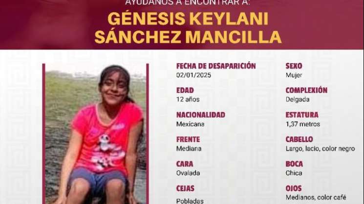 Intensifican búsqueda de Génesis Keylani Sánchez Mancilla 