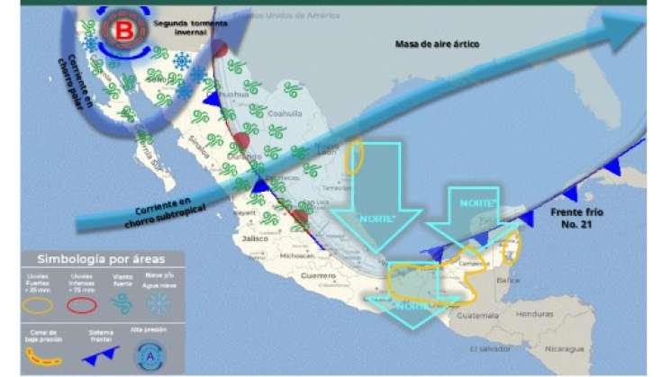 Frente frío 21 mantendrá lluvias y bajas temperaturas en Oaxaca 