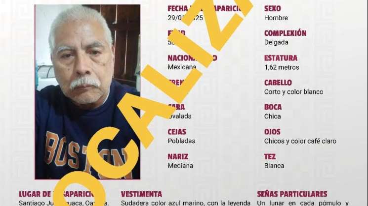 Localizan con vida a adulto mayor  en Huajuapan de León 