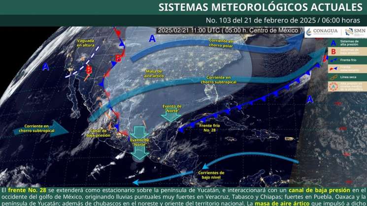 Persiste frente frío 28 con nublados y lluvia en Oaxaca 